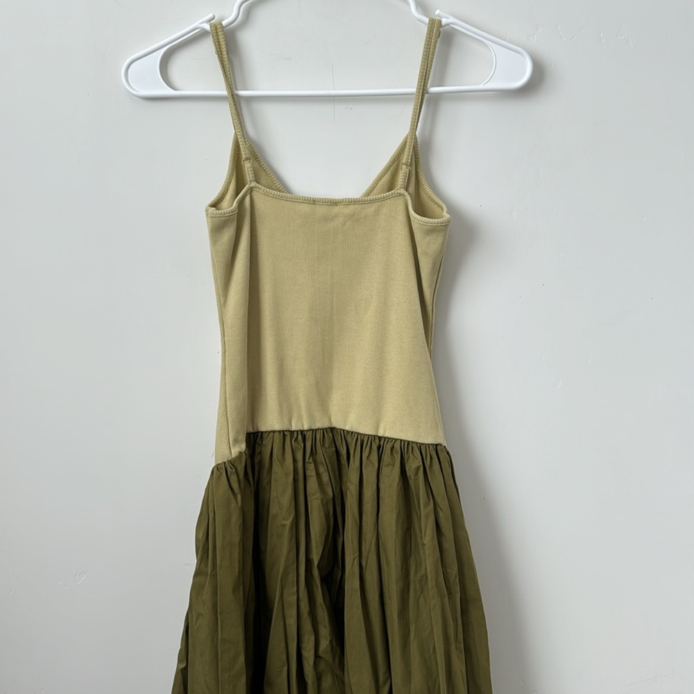 Anthropologie Maeve Sleeveless Ribbed DropWaist Poplin Twofer Midi Dress Size:XS - Picture 9 of 10